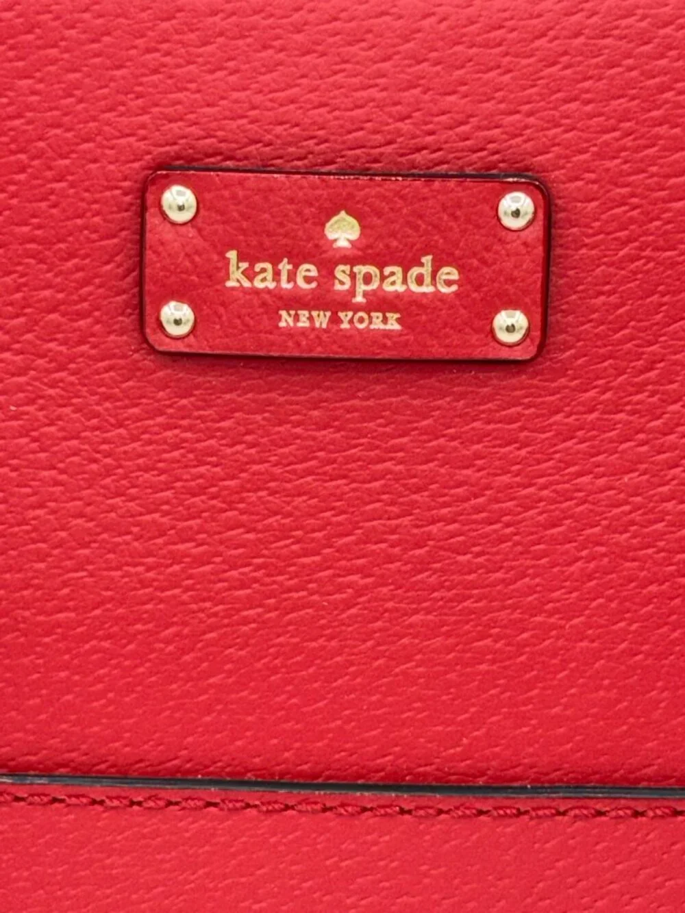 Kate Spade New York Red Leather Satchel Handbag Gold Hardware